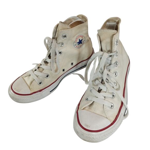CONVERSE! CLASSIC CHUCK TAYLOR ALL STAR WHITE CANVAS/RUBBER HIGH TOPS! SZ 6 - Picture 7 of 10
